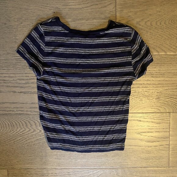 White+Navy Garage Cropped T-Shirt - Picture 3 of 4